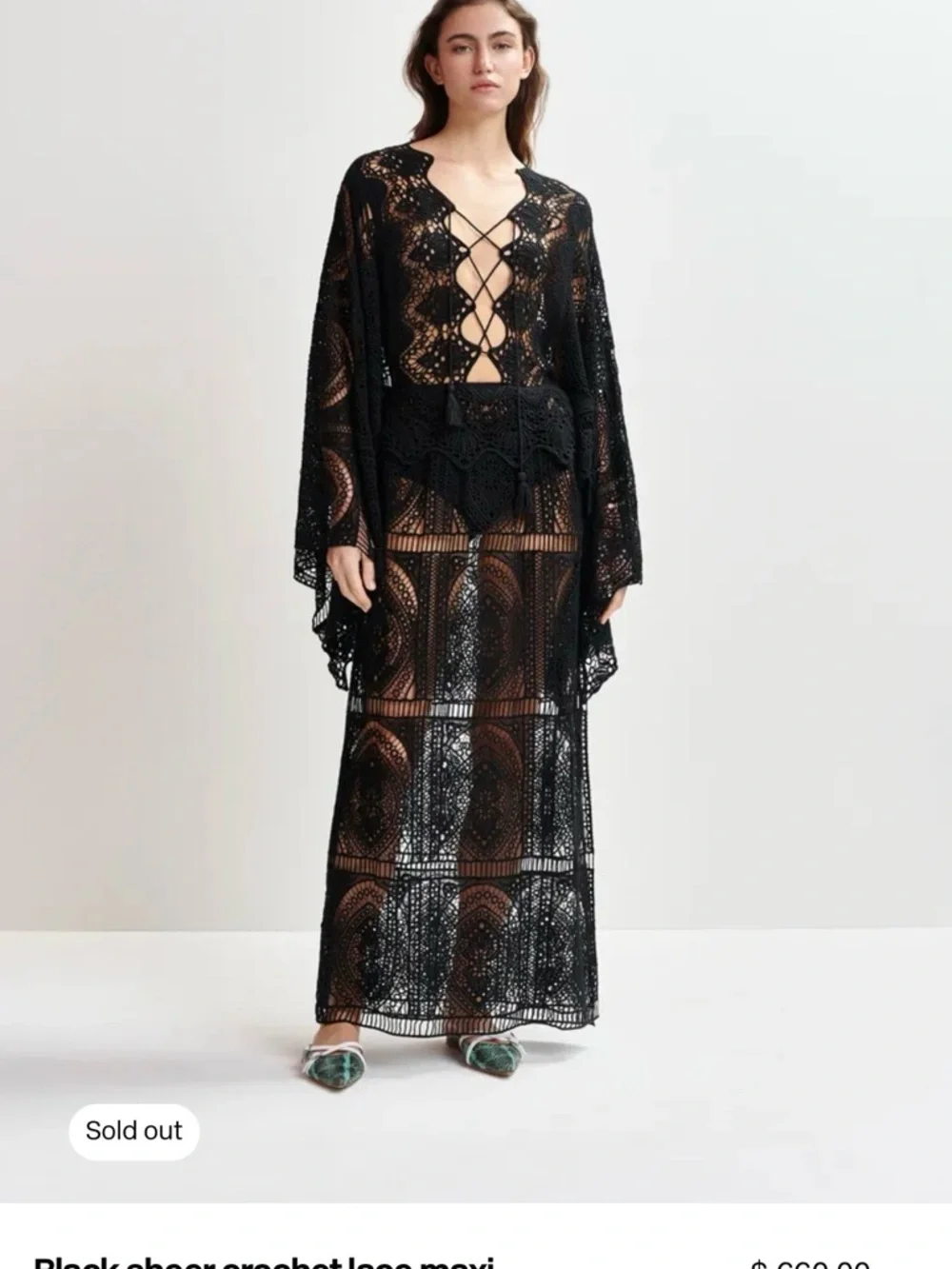 Essentiel Antwerp Black HISSOURI Crochet Caftan - Picture 6 of 9